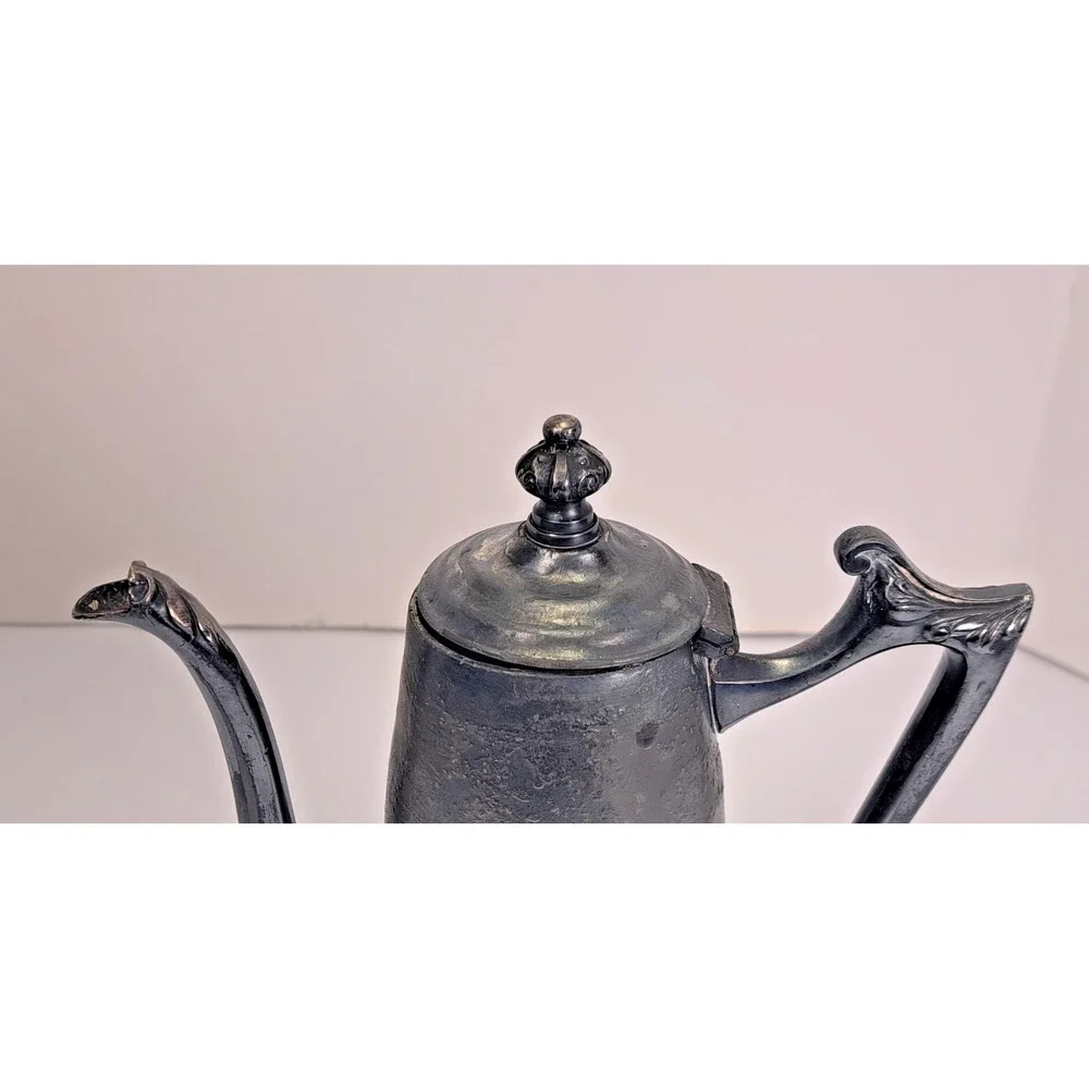 Antique Sheffield Plate Silver Coffee Pot 641 Ribbed Victorian Patina England